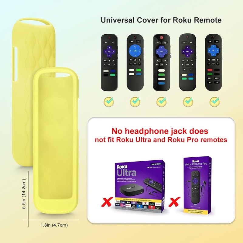 ENJOYLink for Roku Remote Cover,Compatible with All Roku TV Remote Glow in The Dark Silicone Protective Case Yellow and Purple 2-Pack - Image 3